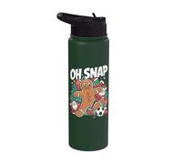 Gingerbread Man Calcio Natale Oh Snap Stainless Steel Insulated Water Bottle