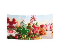 Gingerbread Man Candy Printing Holiday Party Banner decorazioni con metallo, per interni ed esterni, da appendere, con occhielli, 1 confezione