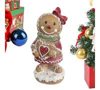 Gingerbread Man Figurine, Small Resin Christmas Statue, Festive Tabletop Sculpture Decoration, Display Cabinet, Desk, Mantel, Window Sill, Coffee Table, Bookshelf Holiday Decor, Resin