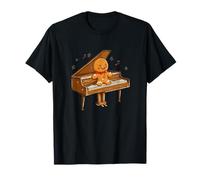 Gingerbread Man Jamming sul Pianoforte per Vibrazioni Divertenti Maglietta