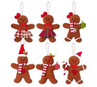 Gingerbread Man Ornaments, 6 pezzi Felt Seasonal Holiday Decor, Christmas Tree Decorations Festive Atmosfera Sturdy Soft Design for Easy Hanging, for Indoor Kitchen Home Wall Party Gathering