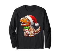 Gingerbread Man T Rex Christmas Dinosaur Donna Uomo Bambino Maglia a Manica