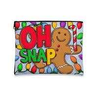 Gingerbread Oh Snap Trousse per il trucco, colorata borsa per cosmetici in stile cartone animato per le donne, divertente organizer portatile in tela con cerniera, borsa da toilette natalizia per la