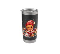 Gingerbread Reading Book Lovers Natale Bookworm Bibliotecario Bicchiere termico in acciaio inox doppia parete