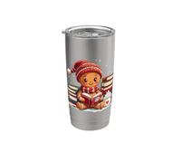 Gingerbread Reading Book Lovers Natale Bookworm Bibliotecario Bicchiere termico in acciaio inox doppia parete