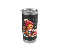 Gingerbread Reading Book Lovers Natale Bookworm Bibliotecario Bicchiere termico in acciaio inox doppia parete