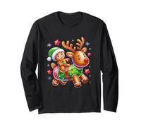 Gingerbread Rider On Renna Natale Divertimento Maglia a Manica