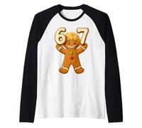 Gingerbread Six Seven 67 Meme 6 7 Divertente Natale Ragazzi Bambini Maglia con Maniche Raglan