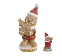Gingerbread Statues, Small Christmas Resin Sculpture in Gingerbread Man Shape, Festive Figurine Ornament for Holiday Display on Cabinet, Desk, Coffee Table, Mantel, Bookshelf, Window Sill