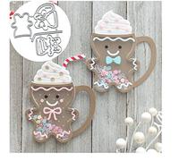 Gingerbread Uomo Tazza da caffè Shaker Metallo Die Cuts Making Carta,Merry Christmas Bow Card Fustelle Tagliare Stencil fai da te Scrapbooking Album Goffratura Carta Carta Artigianale