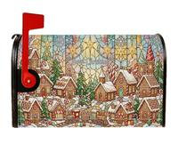 Gingerbread Village - Coperture magnetiche per cassetta postale, 53,3 x | Stile vetro colorato, involucro per cassetta postale, villaggio di pan di zenzero, installazione magnetica