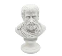 GINGERSHOPONLINE Busto di Aristotele in Polvere di Marmo e Resina, Scultura Decorativa con Base in Alabastro, Artigianato made in Italy 15 cm