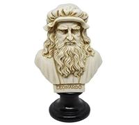 GINGERSHOPONLINE Busto Statua Design: Leonardo da Vinci - Riproduzione busto, scultura in marmo e resina - circa 16 cm, 350 gr. - Prodotto Toscano, Design Made in Italy - Idea Regalo Casa