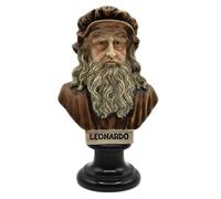 GINGERSHOPONLINE Busto Statua Design: Leonardo da Vinci - Riproduzione busto, scultura in marmo e resina - circa 13 cm, 350 gr. - Prodotto Toscano, Design Made in Italy - Idea Regalo Casa