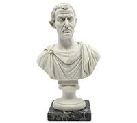 GINGERSHOPONLINE Made in Italy - Busto di Giulio Cesare - Statua Design Artistica da Collezione Fatta a Mano Artigianalmente base Marmo circa 28 centimetri - Imperatori Romani - Storia di Roma