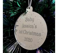Gingillo " Del Neonato 1st Natale " Incisione Decorazione Albero Mirroring