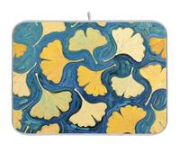 Gingko Leaf Blue Art Painting Tappetino riutilizzabile per asciugare i piatti 18 x 24 rettangolare grande tappetino da cucina decorativo per la casa essenziale
