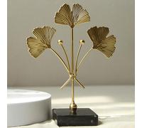 Gingko Leaf Decor Crafts Leaf Statue, Metal Iron Ginkgo Sculpture Miniature