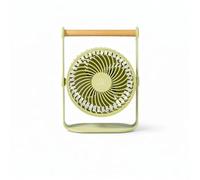 Gingko Lyra Ventilatore portatile - verde oliva ricaricabile USB ventilatore da scrivania con manico in legno, ventola di raffreddamento silenziosa regolabile a 360°, 3 velocità + modalità vento
