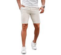 GINGTTO Pantaloncini Bianchi Uomo Bermuda Estivi Pantalone Corto Leggero Shorts Chino Slim Fit Pantaloni Corti Elasticizzati Chinos Bianco Sporco 30