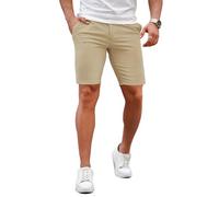 GINGTTO Pantaloncini Corti Uomo Slim Fit Elasticizzati Short Chino Calzoni Stretch Casual Shorts da 9 Pollici Khaki 28