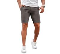 GINGTTO Pantaloncini Uomo Estivi Pantaloni Corti Chino Elasticizzati Shorts Slim Fit Pantalon Corto Casual Style Short con Tasche Grigio 32