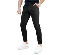 GINGTTO Pantaloni Chino da Uomo Elasticizzat Slim Fit Pantalones Skinny Stretch Trousers Casual Pants Nero 32W/28L