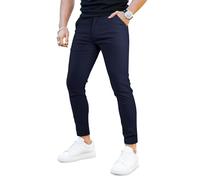 GINGTTO Pantaloni Chino Uomo Skinny Fit Elasticizzati Slim Stretch Chinos Aderente vestibilità Casual Blu Scuro 30/30