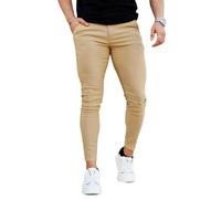 GINGTTO Pantaloni Chino Uomo Skinny Fit Slim Stretch Elasticizzati Slim Pantalone Chinos Uomini Taper Kaki 32