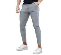 GINGTTO Pantaloni Chino Uomo Slim Stretch Pantalon Skinny Elasticizzato Uomini Taper Chinos Trousers Grigio 34