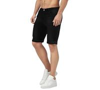 GINGTTO Pantaloni Corti Uomo Slim Fit Elasticizzati Jeans Skinny Short Stretch Calzoncini da 9 Pollici Nero 36