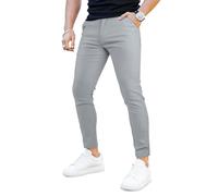 GINGTTO Pantaloni Elasticizzati Skinny da Uomo Men's Chino Pants Stretch con Tasche Casual Grigio Chiaro 28