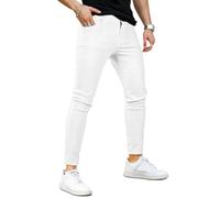 GINGTTO Pantaloni Uomo Jeans Elasticizzati Skinny Denim Jean Slim Fit Elastico Stretch Bianco 28/32