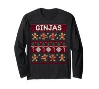 Ginjas Gingerbread Cookie Christmas Ugly Sweater Ninja Maglia a Manica