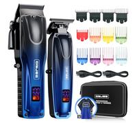 GinJee Tagliacapelli professionale da uomo senza fili e con cavo, set di tagliacapelli e trimmer ricaricabile con leva di dissolvenza per tagli di capelli domestici, kit per la toelettatura con