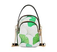Ginkgo Biloba Foglie Verde Bianco Una Spalla Borse Trapuntato Catena Cinghia Cellulare Borsa Carino Cerniera Satchel Crossbody Tote