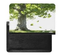 Ginkgo - Custodia per passaporto, in pelle, ultra sottile, per passaporto, accessorio indispensabile per il viaggio, colore: verde
