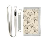 Ginkgo Leaf Simple Lines Beige portafogli per gli uomini regali cool semplice titolare con fermasoldi con cordino, Foglia di ginkgo linee semplici beige, 1 size, Moda