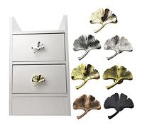Ginkgo - Pomello a forma di foglia in lega di zinco, oro antico, argento, bronzo rosso, oro, nero, stagno antico, bronzo verde, per mobili per la camera dei bambini