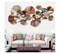 Ginkgo Tree Leaf Wall Art,Parete di foglie di gink Decorazione di arte della parete in metallo 3D Moderna creativa Foglia di ginkgo dorato Grande scultura decorativa da parete in metallo Decorazione a