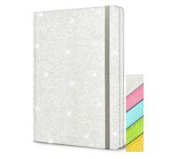 GINMLYDA A5 Argento Glitter Taccuino, 21x14.5cm, 80 Pagine a Righe Glitterato Non si Stacca Quaderno Brillante con Copertina Rigida per Adolescente Diary Bambina Regalo per Ragazze