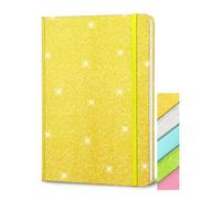 GINMLYDA A5 Oro Glitter Taccuino, 21x14.5cm, 80 Pagine a Righe Glitterato Non si Stacca Quaderno Brillante con Copertina Rigida per Adolescente Diary Bambina Regalo per Ragazze
