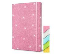 GINMLYDA A5 Rosa Glitter Taccuino, 21x14.5cm, 80 Pagine a Righe Glitterato Non si Stacca Quaderno Brillante con Copertina Rigida per Adolescente Diary Bambina Regalo per Ragazze