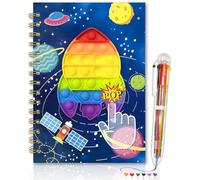 GINMLYDA Razzo Diario Bambino con Penna, 21x14,5cm 80 Fogli a Righe Navicella Pop It Ragazzo Quaderni a Spirale con 6 Penna Multicolore Regalo Bambino 5 6 7 8 9 10 Anni