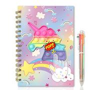 GINMLYDA Unicorno Diario Bambina con Penna, 21x14,5cm 80 Fogli a Righe Pop It Bambino Quaderni a Spirale con 6 Penna Multicolore Regalo Bambina 5 6 7 8 9 10 Anni