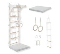 Ginnastica parete per bambini (210 cm) | scala in legno montata a parete | scala da arrampicata per bambini | anelli da ginnastica | tappetino protettivo | corda da arrampicata | 100% ECO | prodotto