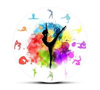 Ginnastica Ragazze Colorate Stampato Orologio Da Parete Sport Complementi Arredo Casa Ginnasta Orologio In Movimento Mani Orologio Da Parete Decorativo Per Camera Delle Ragazze (Senza Cornice)