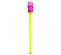 Ginnastica Ritmica con Asta in Clava Ritmica con Testa Morbida Arrotondata Profilo Sottile Attrezzo Sportivo per Pratica a Casa, +Giallo, 35CM