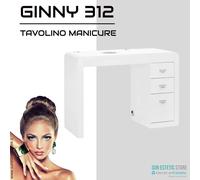 Ginny 312 tavolino manicure in legno bianco con aspiratore e cassettiera nails
