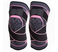 Ginocchiera a Compressione,2 Pezzi,Antiscivolo, Con Cinghia Regolabile a Pressione, Giunto Per Ginocchio, Per Sport O Sollievo Dal Dolore Al Ginocchio,uomo Donne Tutore Ginocchio (XL,Pink)
